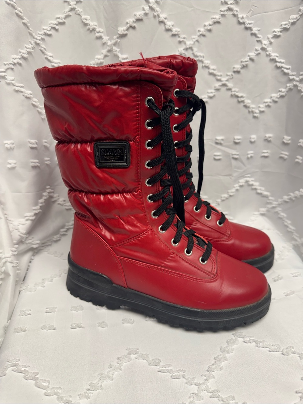 Olang Glamour Red Quilted
Puffer Snow Boots Size 37